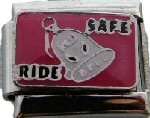 Italian Charms - Fits Nomination - Enamel - RED RIDE SAFE